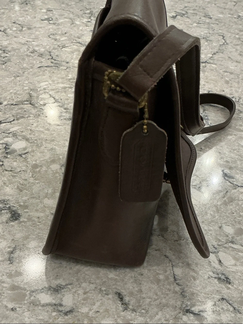 Vintage Coach Dark Brown Leather Messenger Crossbody